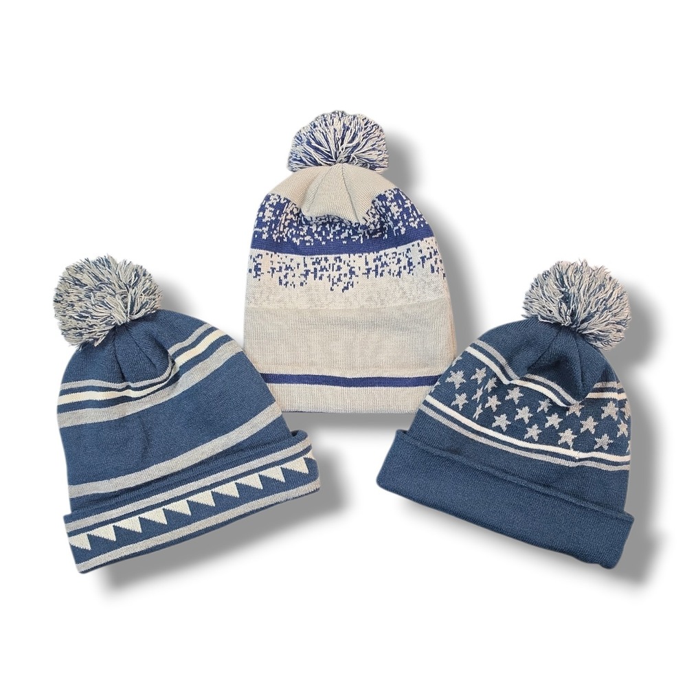DALLAS COWBOYS Beanie Hats With Pom-Pom One Size Fits All Lot Of 3 - Picture 2 of 6